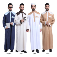 Venta caliente ropa islámica dubai abaya poliéster mezcla hombres musulmanes abaya